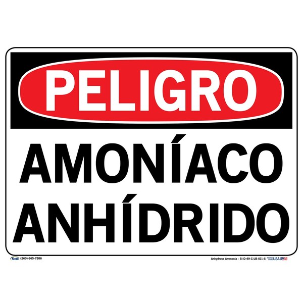 Vinyl Label Sign, 10-1/2" Height, 14-1/2" Width, Vinyl Label, Rectangle, Spanish